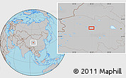 Gray Location Map of the area around 36° 47' 25" N, 96° 7' 30" E