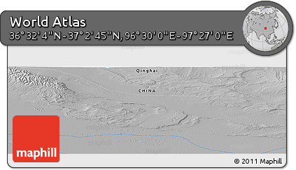 Physical Panoramic Map of the Area around 36° 47' 25" N, 96° 58' 29" E