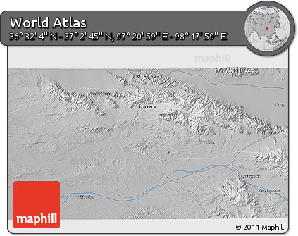 Physical 3D Map of the Area around 36° 47' 25" N, 97° 49' 29" E