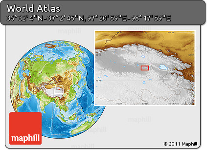 Physical Location Map of the Area around 36° 47' 25" N, 97° 49' 29" E