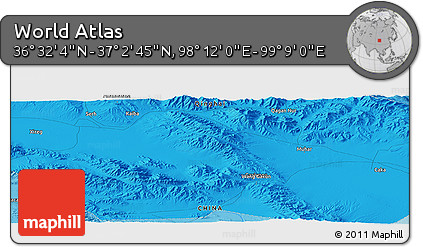 Political Panoramic Map of the Area around 36° 47' 25" N, 98° 40' 30" E