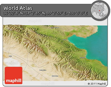 Satellite 3D Map of the Area around 36° 47' 25" N, 99° 31' 30" E