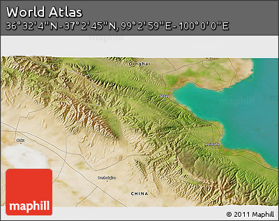 Satellite 3D Map of the Area around 36° 47' 25" N, 99° 31' 30" E