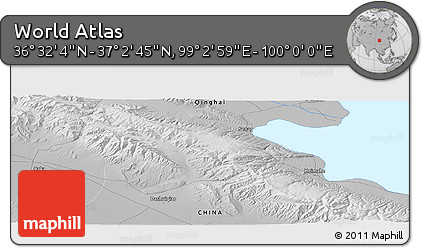 Physical Panoramic Map of the Area around 36° 47' 25" N, 99° 31' 30" E