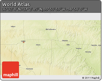 Physical 3D Map of the Area around 36° 47' 25" N, 99° 22' 30" W