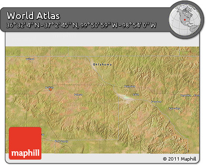 Satellite 3D Map of the Area around 36° 47' 25" N, 99° 22' 30" W