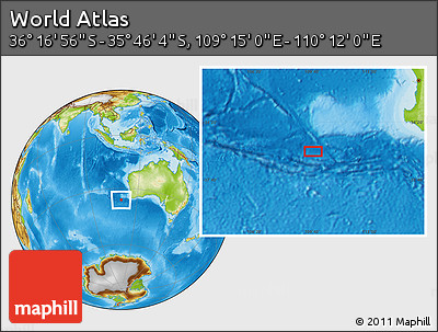 Physical Location Map of the Area around 36° 1' 30" S, 109° 43' 29" E