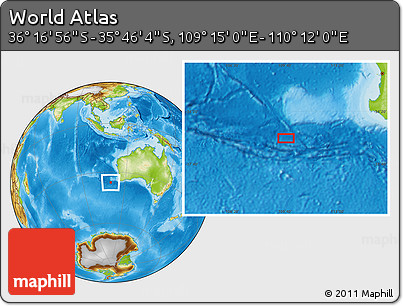 Physical Location Map of the Area around 36° 1' 30" S, 109° 43' 29" E