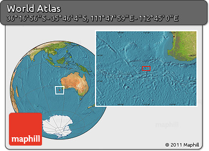 Satellite Location Map of the Area around 36° 1' 30" S, 112° 16' 30" E
