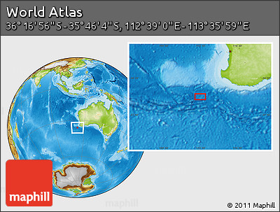 Physical Location Map of the Area around 36° 1' 30" S, 113° 7' 30" E