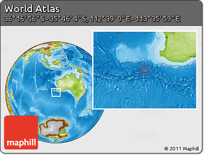 Physical Location Map of the Area around 36° 1' 30" S, 113° 7' 30" E
