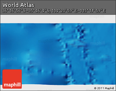 Physical 3D Map of the Area around 36° 1' 30" S, 114° 49' 29" E