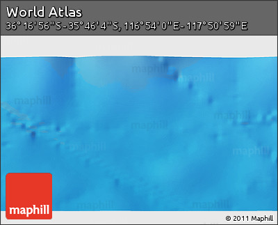 Physical 3D Map of the Area around 36° 1' 30" S, 117° 22' 30" E