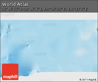 Physical 3D Map of the Area around 36° 1' 30" S, 136° 4' 29" E