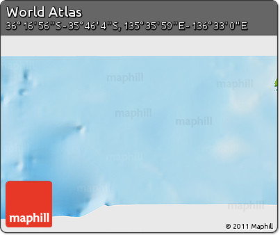 Physical 3D Map of the Area around 36° 1' 30" S, 136° 4' 29" E