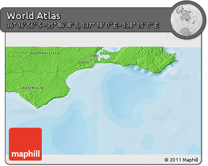 Political 3D Map of the Area around 36° 1' 30" S, 137° 46' 30" E