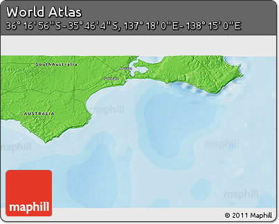 Political 3D Map of the Area around 36° 1' 30" S, 137° 46' 30" E