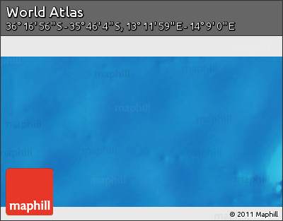 Physical 3D Map of the Area around 36° 1' 30" S, 13° 40' 30" E
