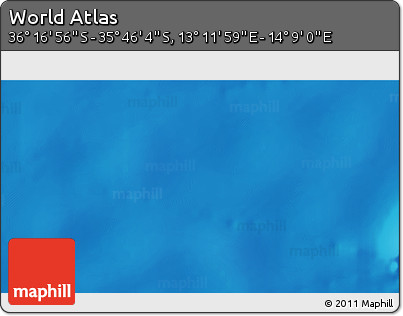 Physical 3D Map of the Area around 36° 1' 30" S, 13° 40' 30" E
