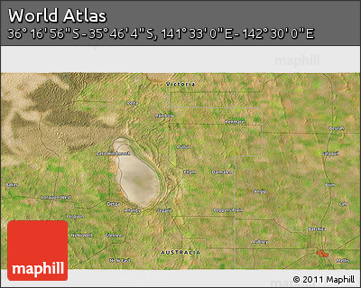 Satellite 3D Map of the Area around 36° 1' 30" S, 142° 1' 30" E