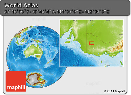 Physical Location Map of the Area around 36° 1' 30" S, 142° 1' 30" E
