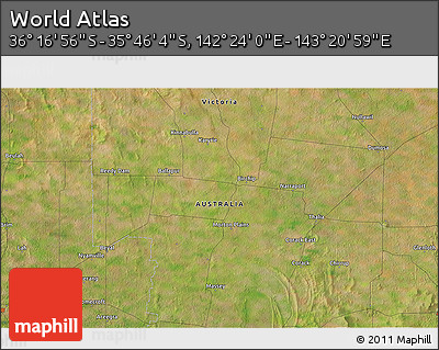 Satellite 3D Map of the Area around 36° 1' 30" S, 142° 52' 30" E