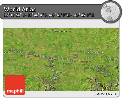 Satellite 3D Map of the Area around 36° 1' 30" S, 146° 16' 30" E