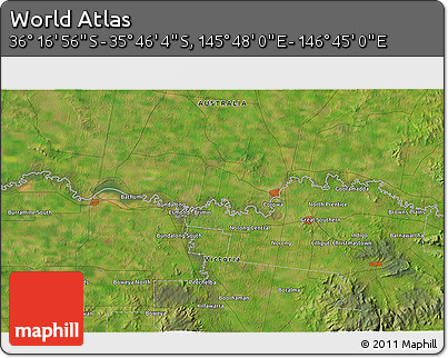 Satellite 3D Map of the Area around 36° 1' 30" S, 146° 16' 30" E