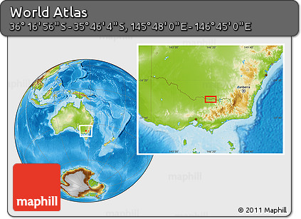 Physical Location Map of the Area around 36° 1' 30" S, 146° 16' 30" E
