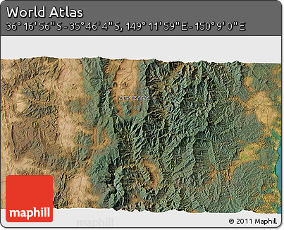 Satellite 3D Map of the Area around 36° 1' 30" S, 149° 40' 30" E