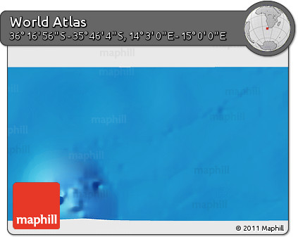 Physical 3D Map of the Area around 36° 1' 30" S, 14° 31' 30" E