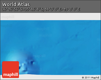 Physical 3D Map of the Area around 36° 1' 30" S, 14° 31' 30" E