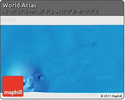 Physical 3D Map of the Area around 36° 1' 30" S, 14° 31' 30" E