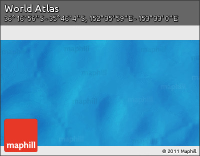 Physical 3D Map of the Area around 36° 1' 30" S, 153° 4' 29" E