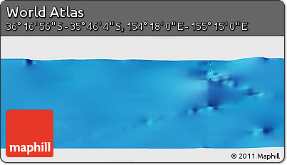 Physical Panoramic Map of the Area around 36° 1' 30" S, 154° 46' 30" E