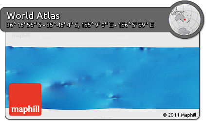 Physical Panoramic Map of the Area around 36° 1' 30" S, 155° 37' 30" E