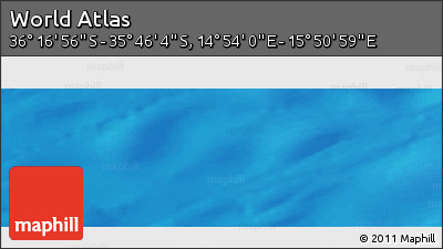 Physical Panoramic Map of the Area around 36° 1' 30" S, 15° 22' 30" E