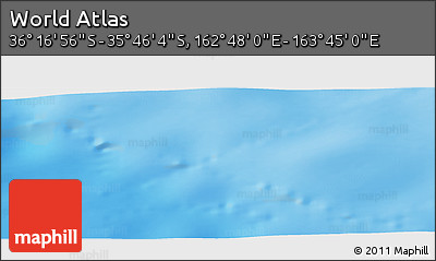 Physical Panoramic Map of the Area around 36° 1' 30" S, 163° 16' 30" E