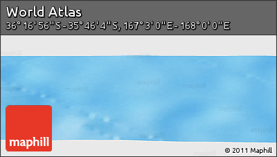 Physical Panoramic Map of the Area around 36° 1' 30" S, 167° 31' 30" E