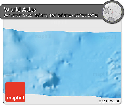 Physical 3D Map of the Area around 36° 1' 30" S, 176° 52' 30" E
