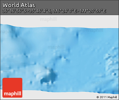 Physical 3D Map of the Area around 36° 1' 30" S, 176° 52' 30" E