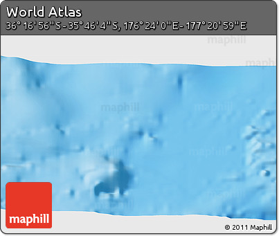 Physical 3D Map of the Area around 36° 1' 30" S, 176° 52' 30" E
