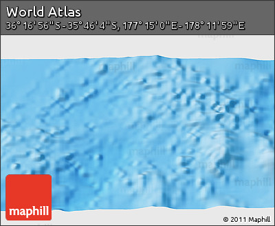 Physical 3D Map of the Area around 36° 1' 30" S, 177° 43' 29" E