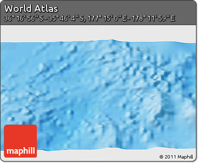 Physical 3D Map of the Area around 36° 1' 30" S, 177° 43' 29" E