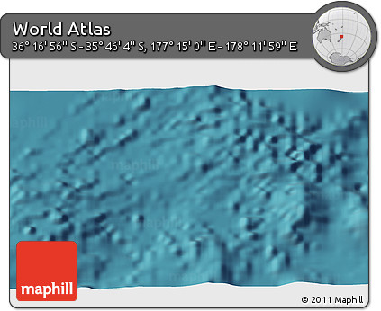Satellite 3D Map of the Area around 36° 1' 30" S, 177° 43' 29" E