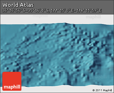 Satellite 3D Map of the Area around 36° 1' 30" S, 177° 43' 29" E