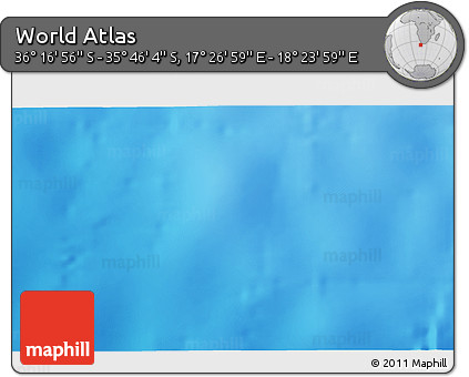 Physical 3D Map of the Area around 36° 1' 30" S, 17° 55' 29" E