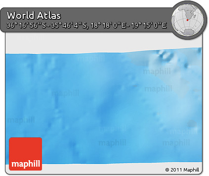 Physical 3D Map of the Area around 36° 1' 30" S, 18° 46' 29" E