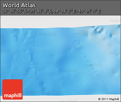Physical 3D Map of the Area around 36° 1' 30" S, 18° 46' 29" E