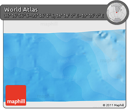 Political 3D Map of the Area around 36° 1' 30" S, 18° 46' 29" E